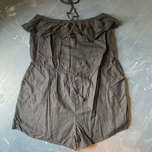 Black Strapless Swim Coverup Romper